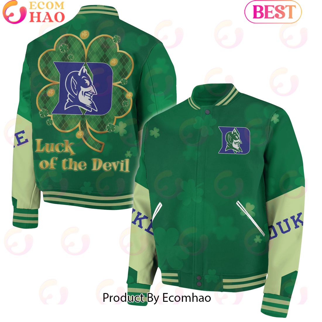 Happy St Patrick’s Day Luck Of The Devil Duke Blue Devils Baseball Jacket