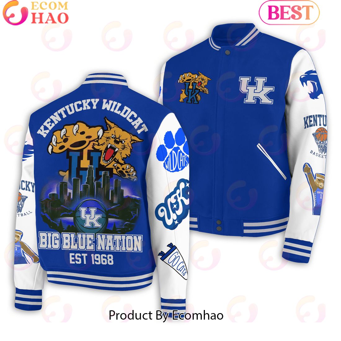 Kentucky Wildcat Big Blue Nation Est 1968 Baseball Jacket