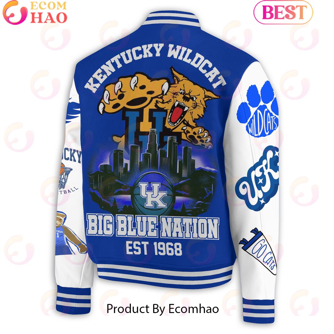 Kentucky Wildcat Big Blue Nation Est 1968 Baseball Jacket