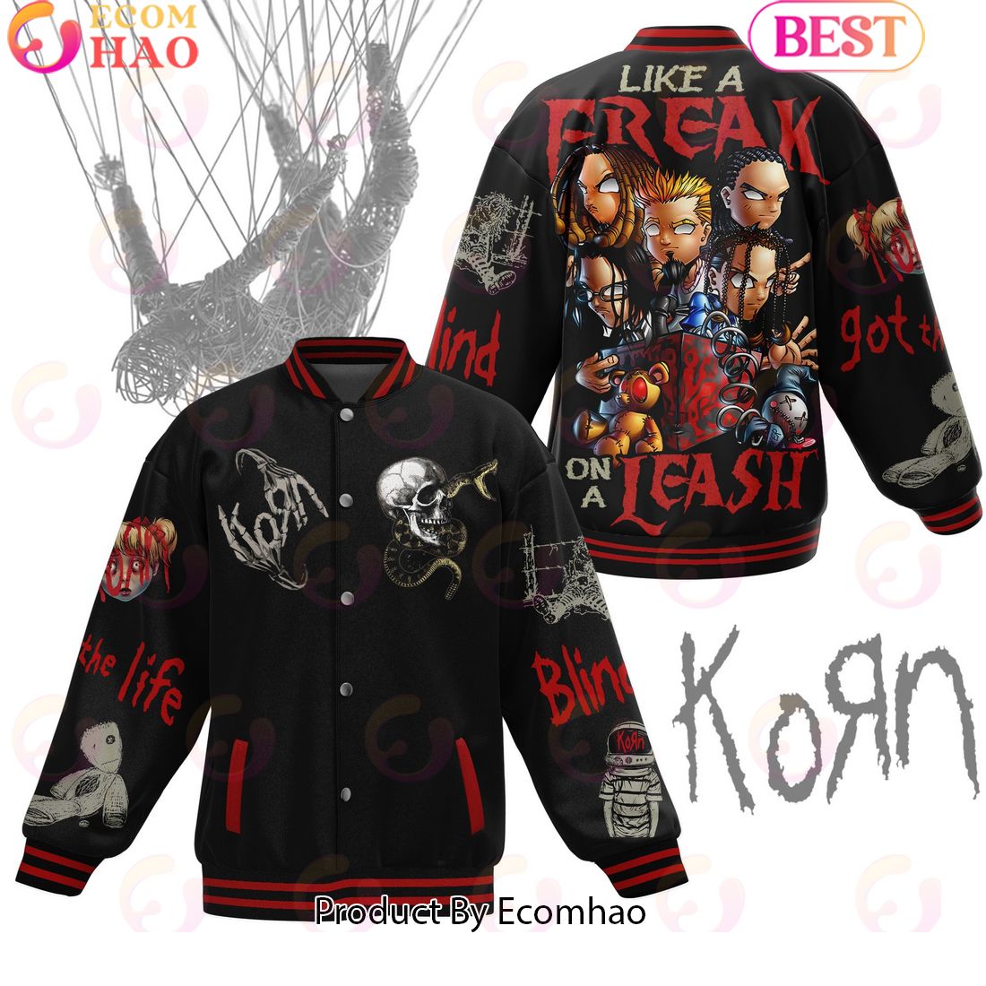 Like A Freak On A Leash Korn Baseball Jacket