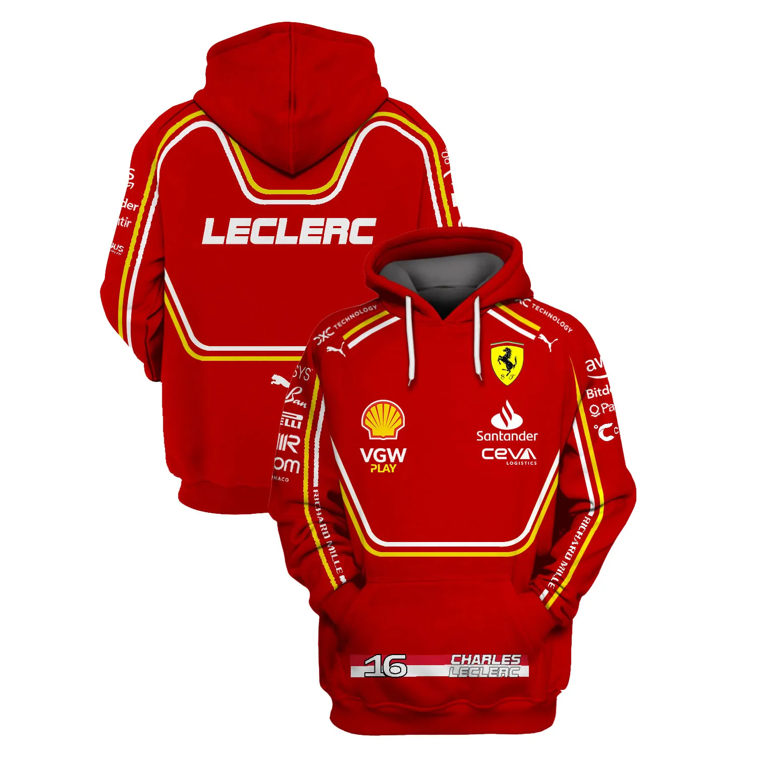 Charles Leclerc Scuderia Ferrari Race Suits Hoodie