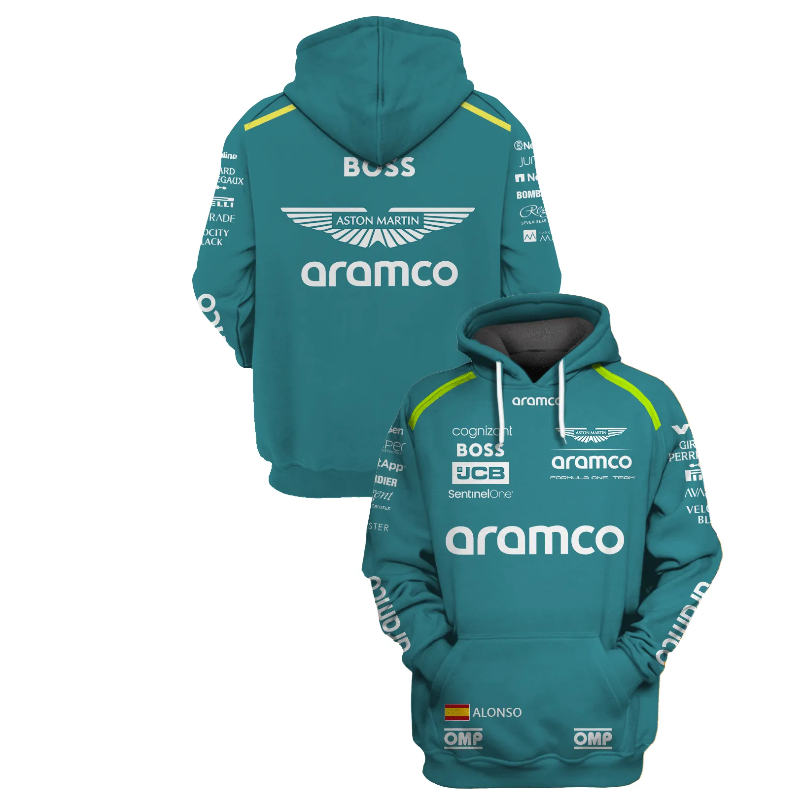 Fernando Alonso Aston Martin Aramco Formula One Team Race Suits Hoodie