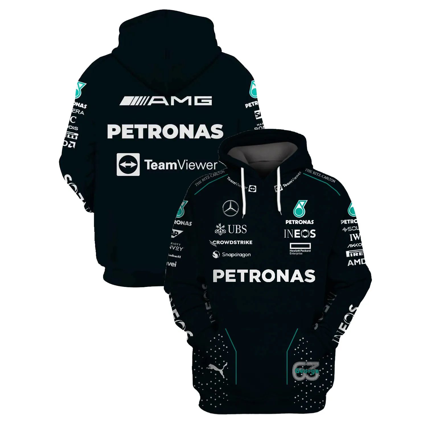 George Russell Mercedes-AMG PETRONAS F1 Team Race Suits Hoodie and Shirts