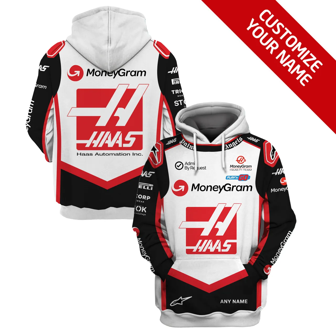 Personalized Your Name Haas F1 Team Race Suits Hoodie