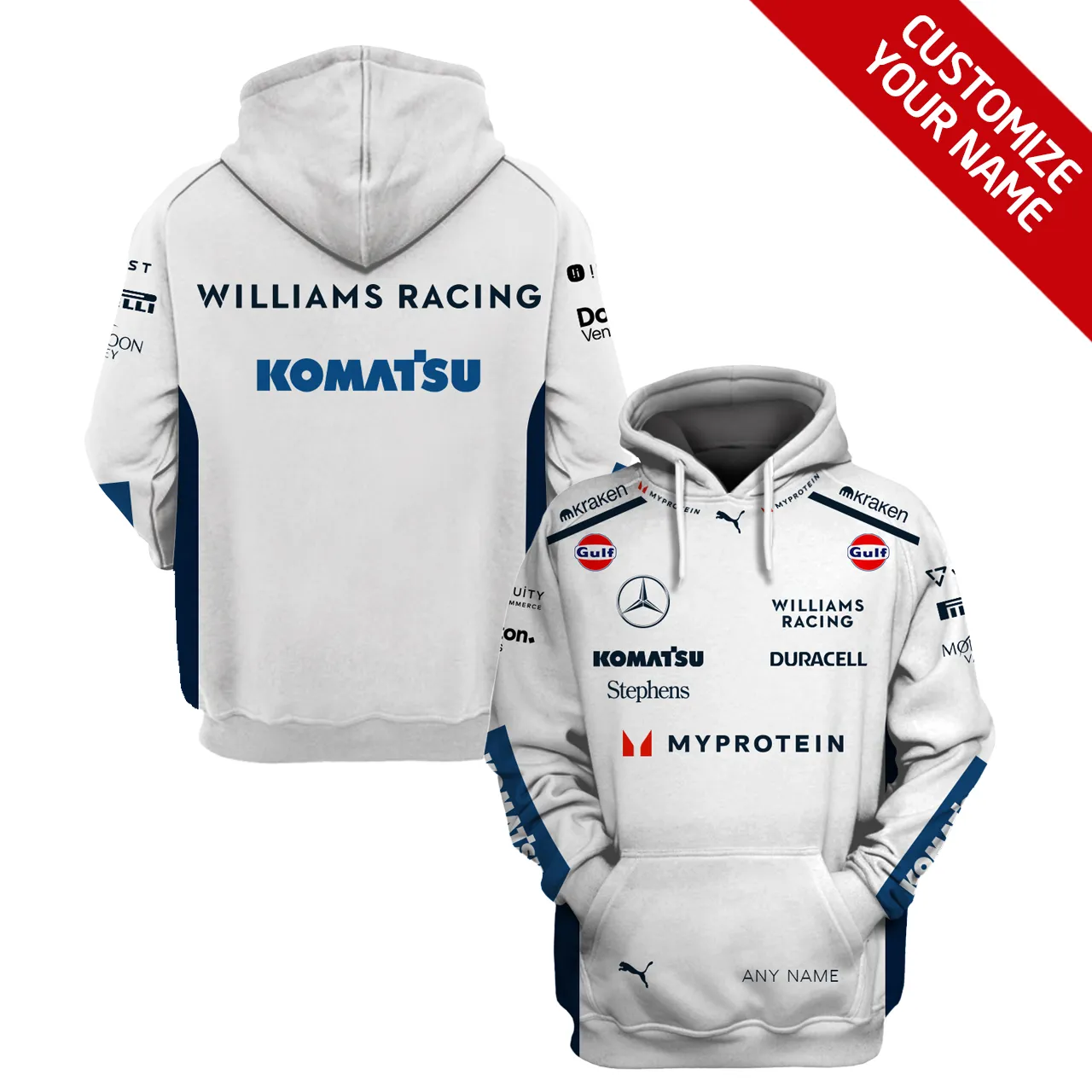 Personalized Your Name Williams Racing Race Suits Hoodie