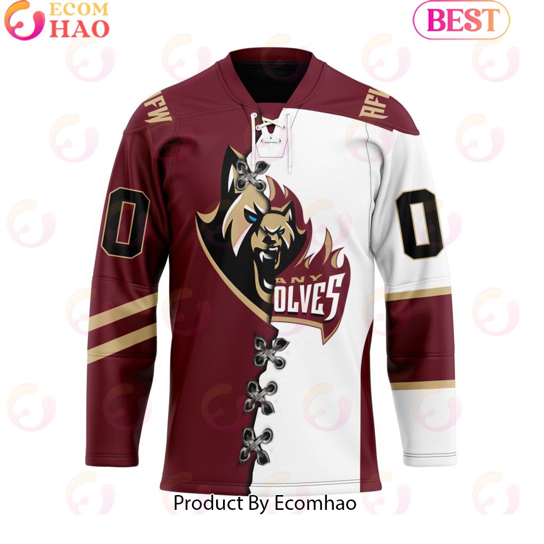 Personalized Albany FireWolves Mix Home And Away Team Jersey Hockey Jersey