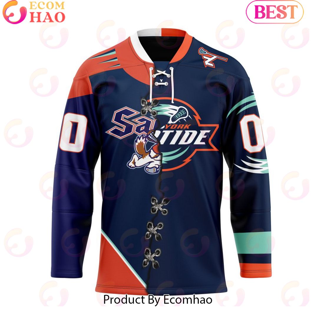 Personalized New York Riptide Mix Retro And Home Jersey Hockey Jersey