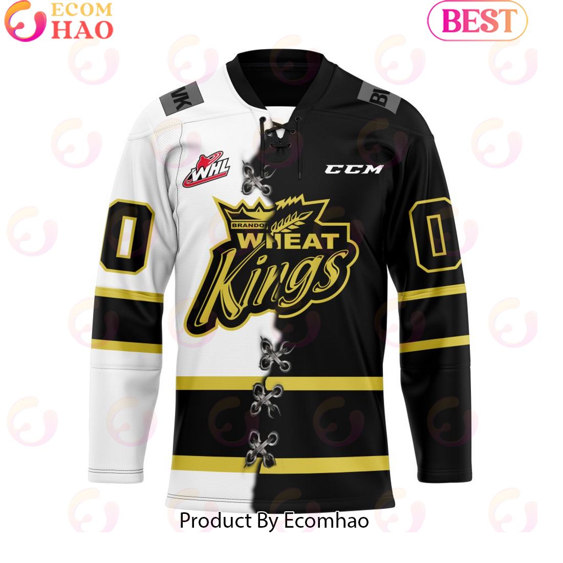 Custom Brandon Wheat Kings Mix Home And Away Hockey Jersey