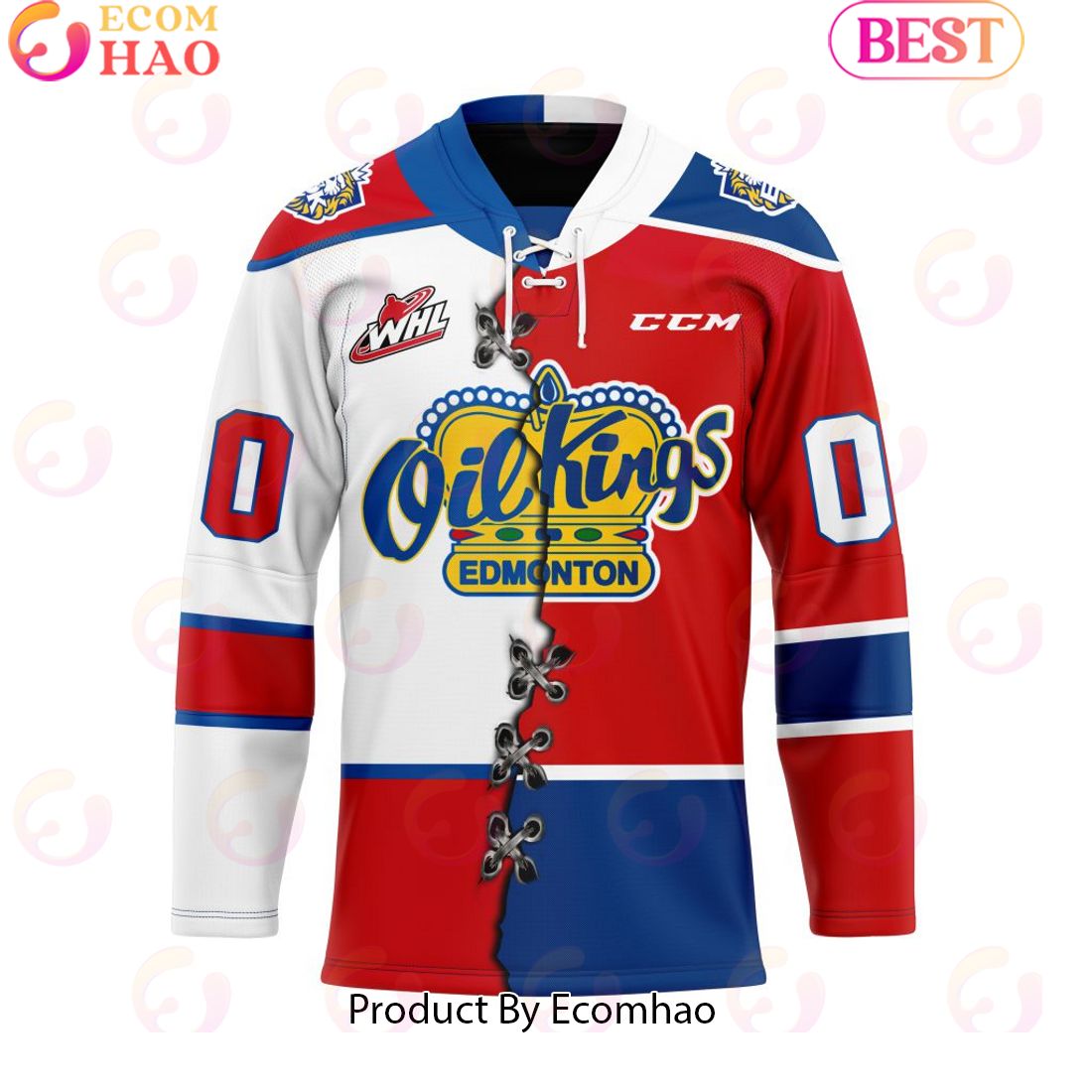 Custom Edmonton Oil Kings Mix Home And Away Hockey Jersey