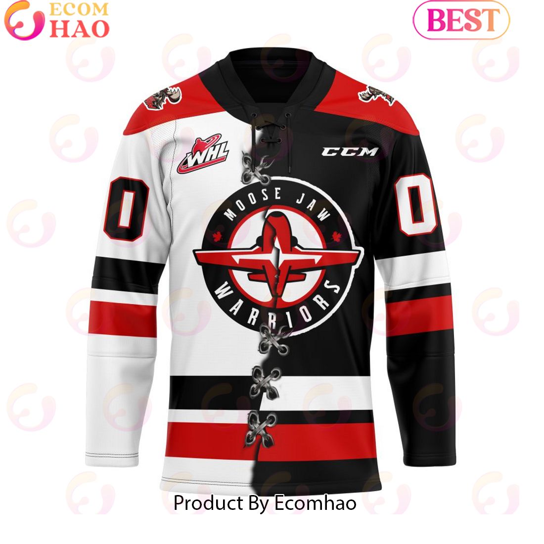 Custom Moose Jaw Warriors Mix Home And Away Hockey Jersey