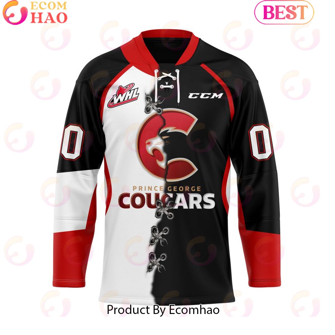 Custom Prince George Cougars Mix Home And Away Hockey Jersey