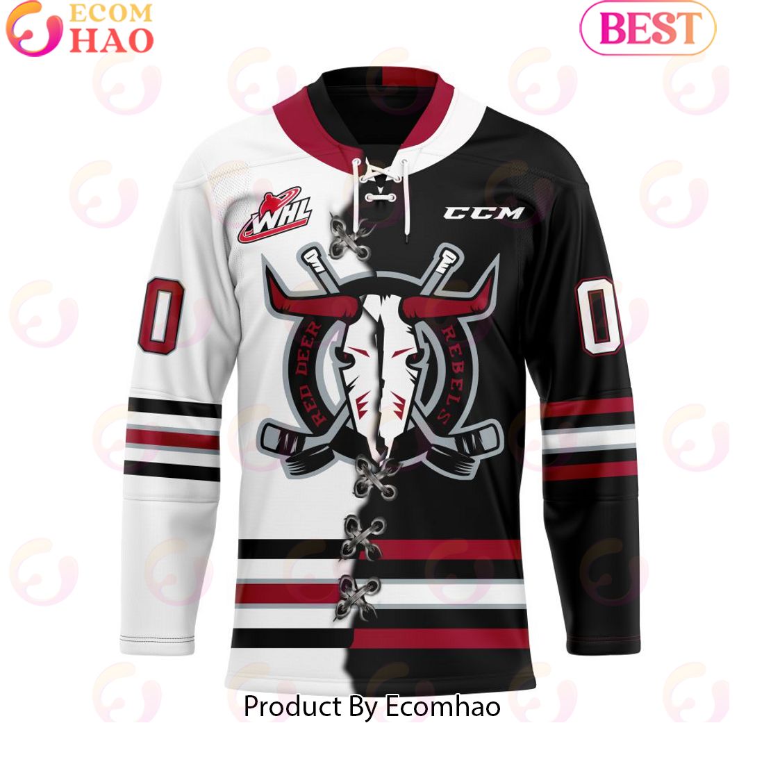 Custom Red Deer Rebels Mix Home And Away Hockey Jersey