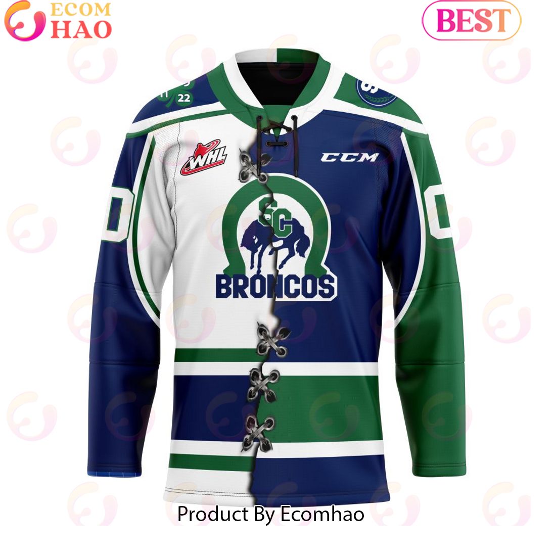 Custom Swift Current Broncos Mix Home And Away Hockey Jersey