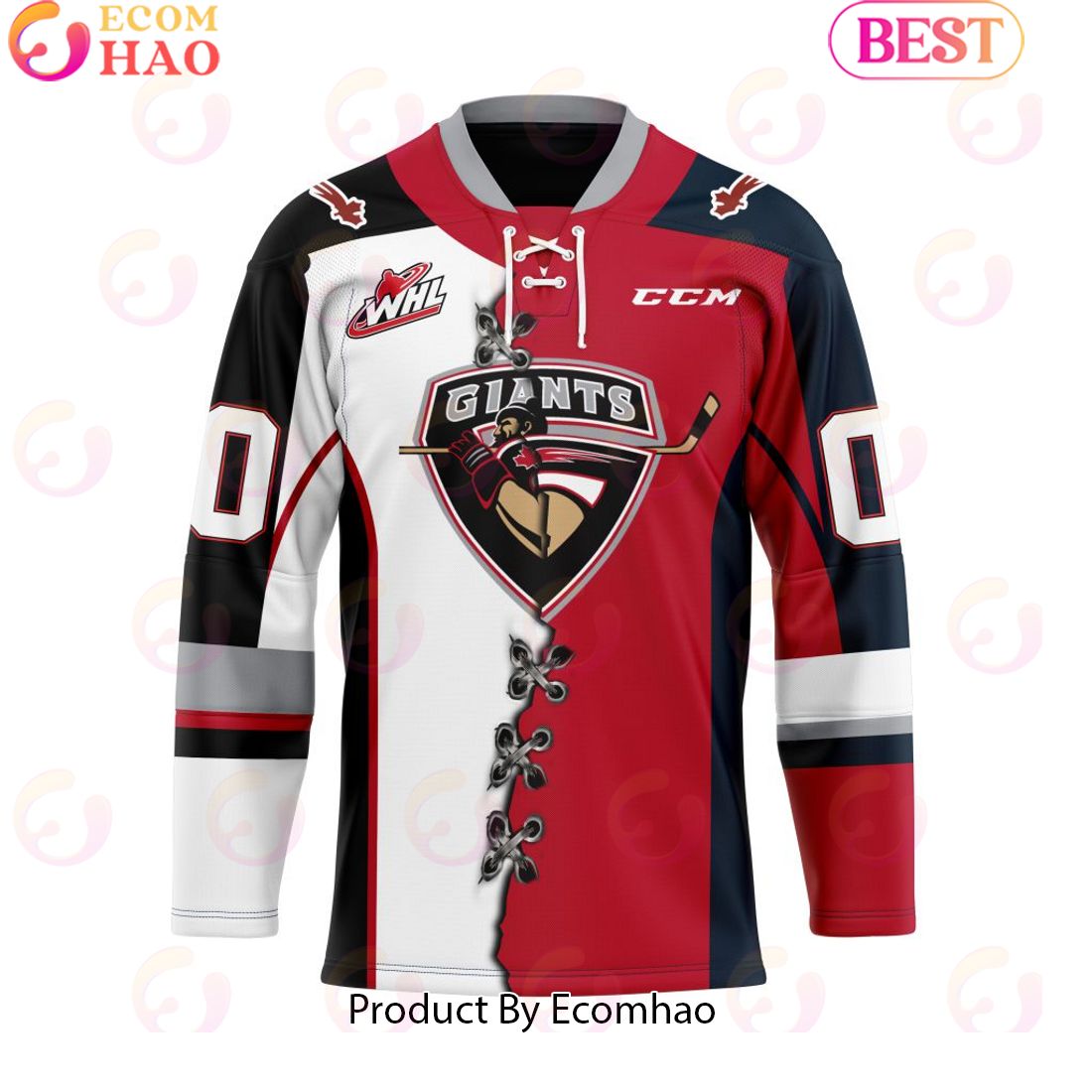 Custom Vancouver Giants Mix Home And Away Hockey Jersey