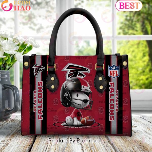 Custom Name NFL Atlanta Falcons Snoopy 3D Women Leather Hand Bag