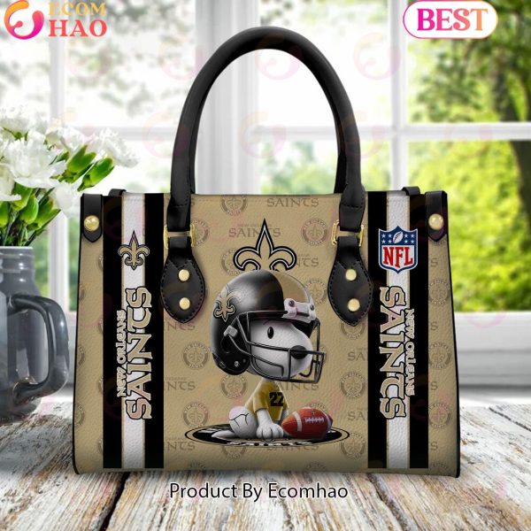 Custom Name NFL New Orleans Saints Snoopy 3D Women Leather Hand Bag