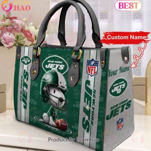 Custom Name NFL New York Jets Snoopy 3D Women Leather Hand Bag