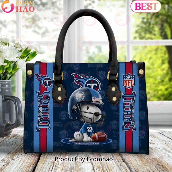 Custom Name NFL Tennessee Titans Snoopy 3D Women Leather Hand Bag