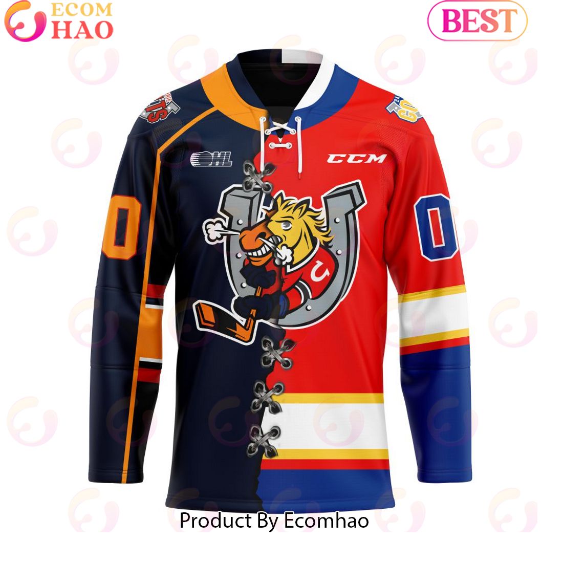 Personalized OHL Barrie Colts Mix Home And Retro Hockey Jersey