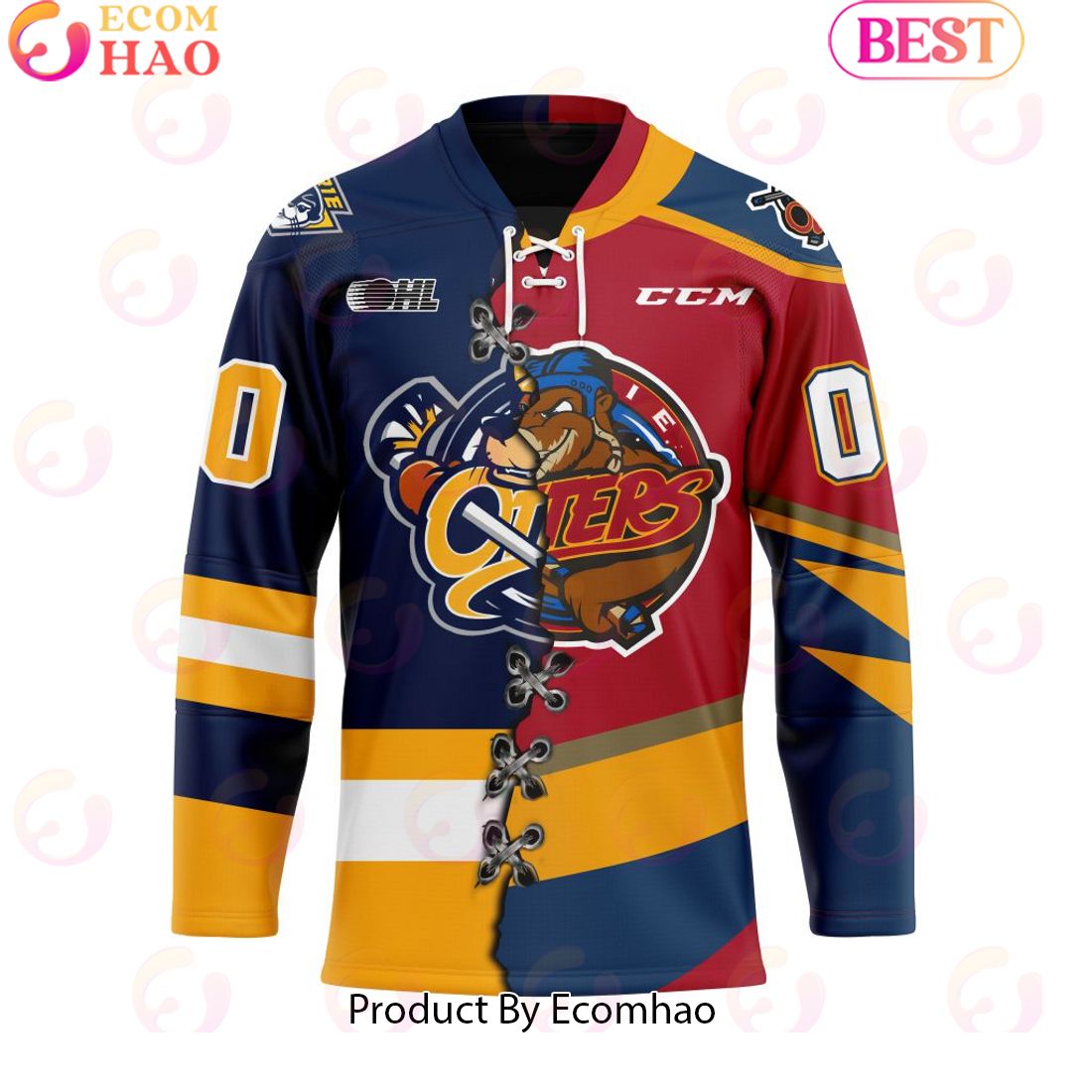 Personalized OHL Erie Otters Mix Home And Retro Hockey Jersey