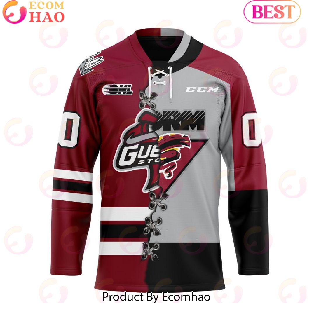 Personalized OHL Guelph Storm Mix Home And Retro Hockey Jersey