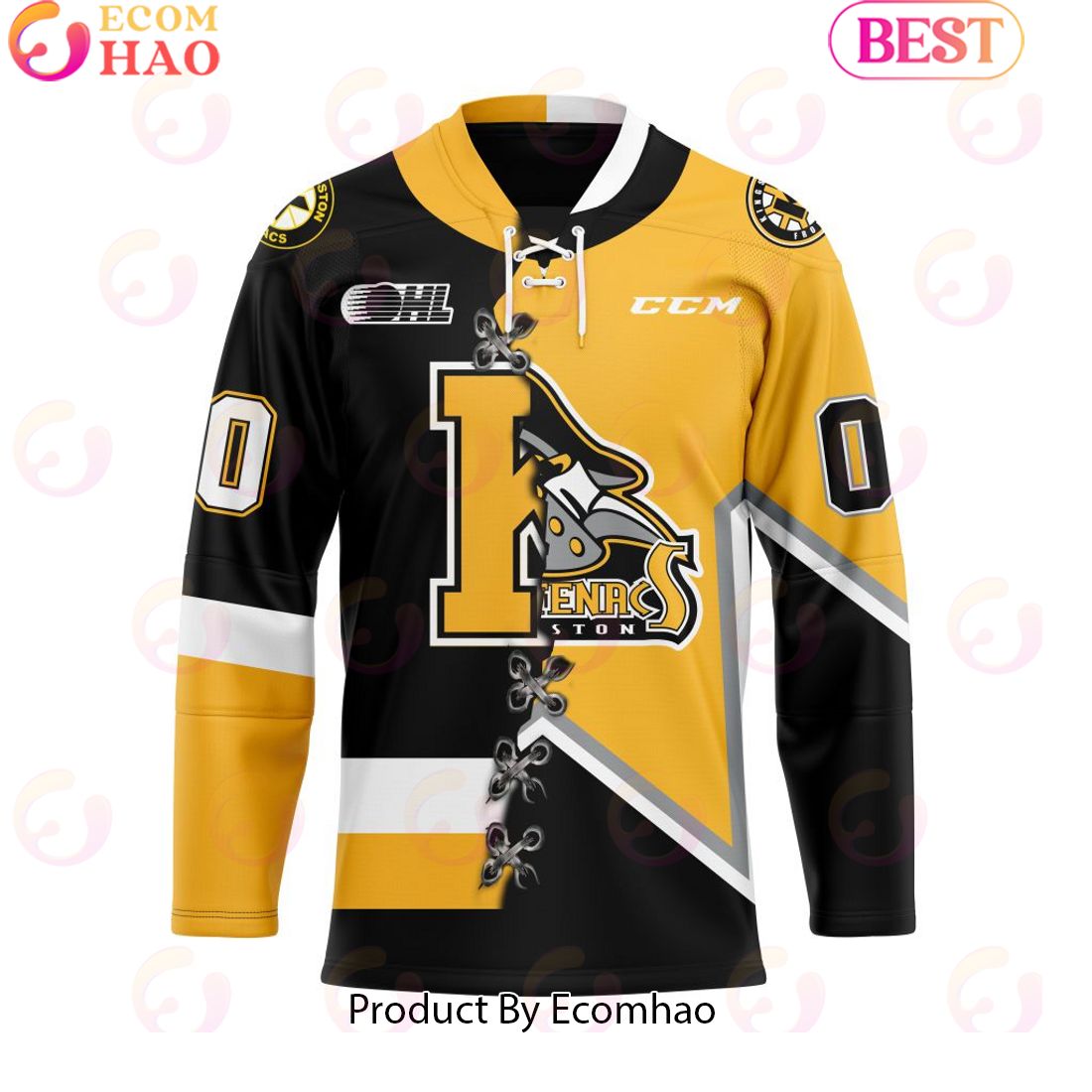 Personalized OHL Kingston Frontenacs Mix Home And Retro Hockey Jersey