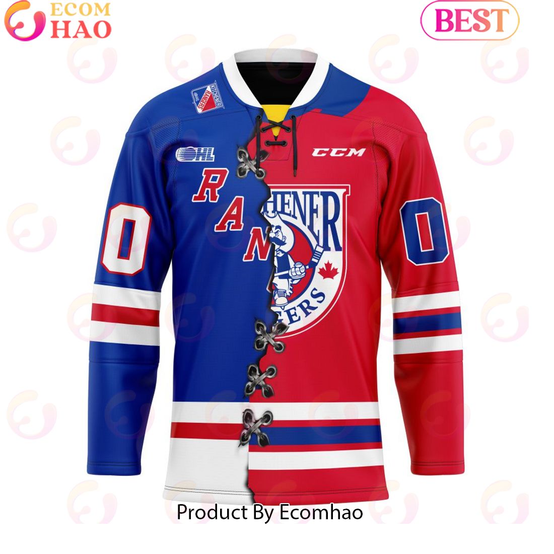 Personalized OHL Kitchener Rangers Mix Home And Retro Hockey Jersey