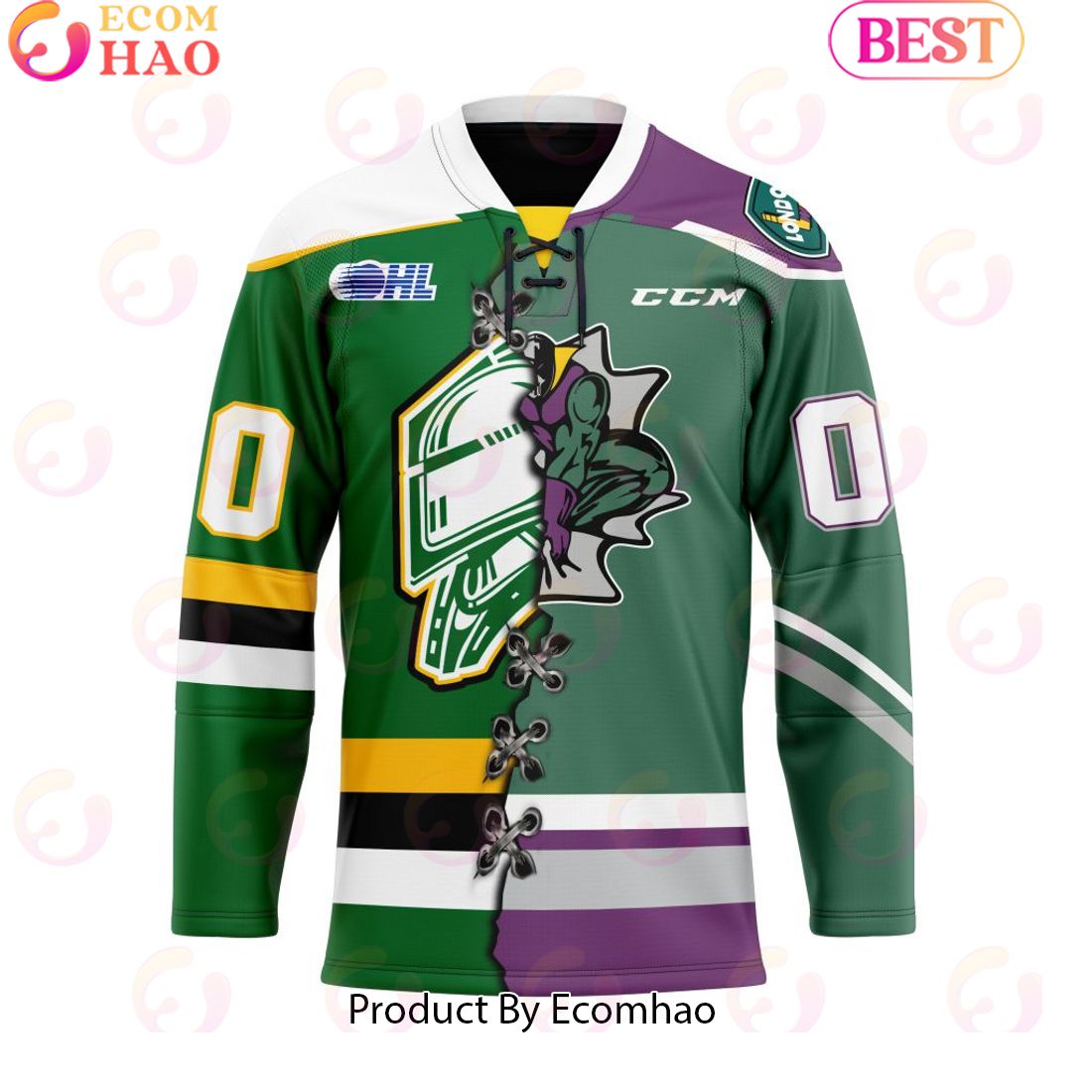 Personalized OHL London Knights Mix Home And Retro Hockey Jersey