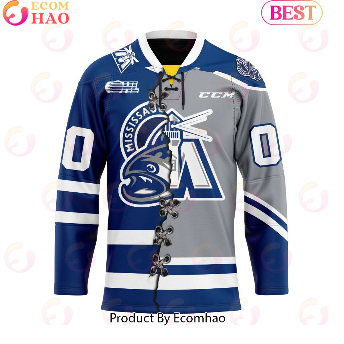 Personalized OHL Mississauga Steelheads Mix Home And Retro Hockey Jersey