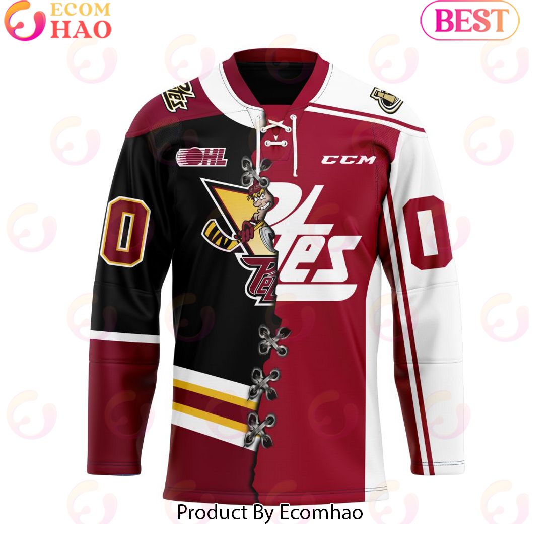 Personalized OHL Peterborough Petes Mix Home And Retro Hockey Jersey