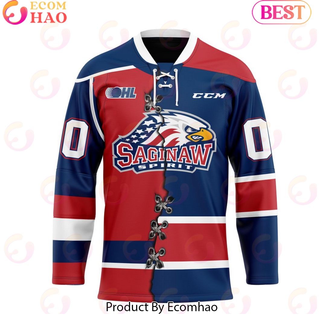 Personalized OHL Saginaw Spirit Mix Home And Retro Hockey Jersey