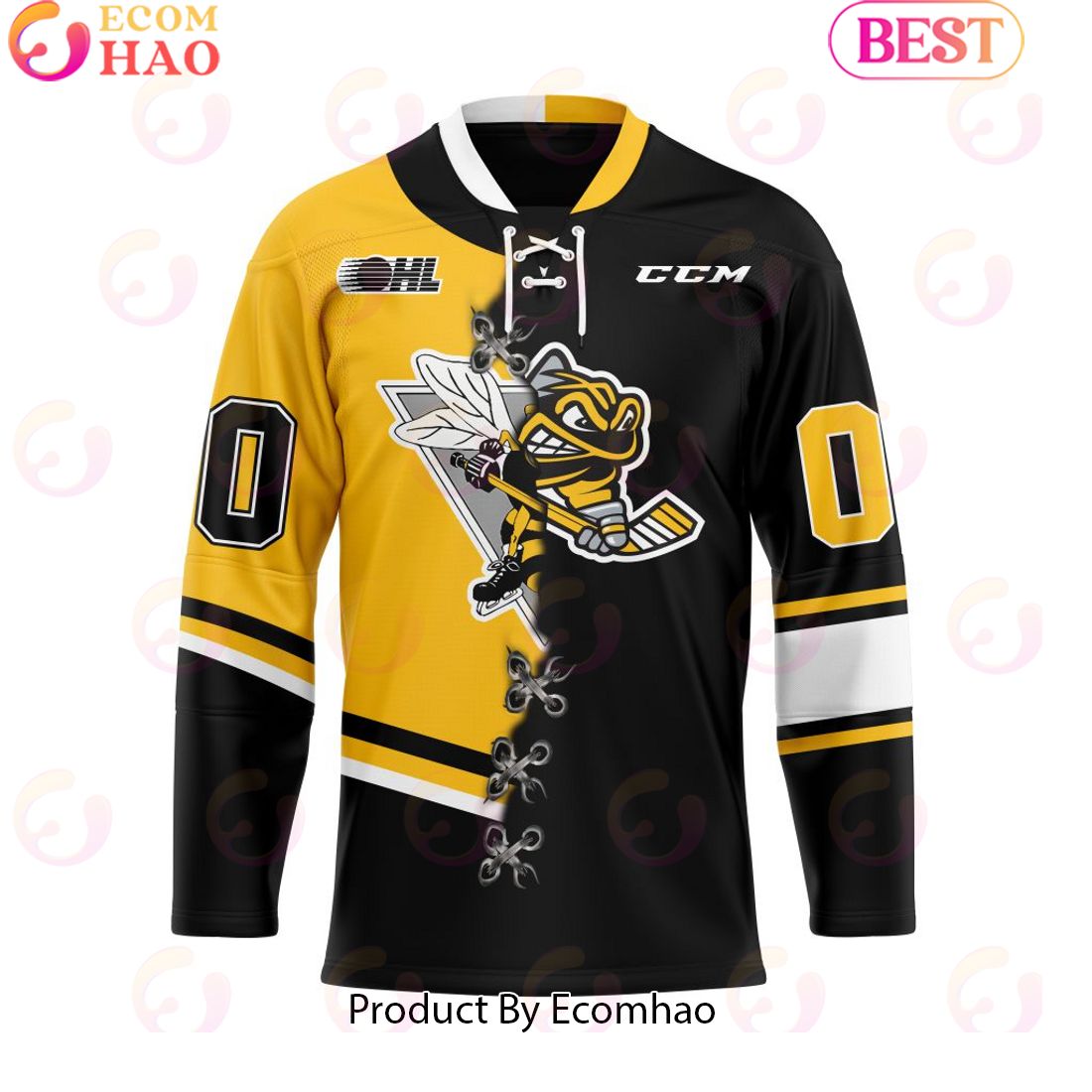 Personalized OHL Sarnia Sting Mix Home And Retro Hockey Jersey