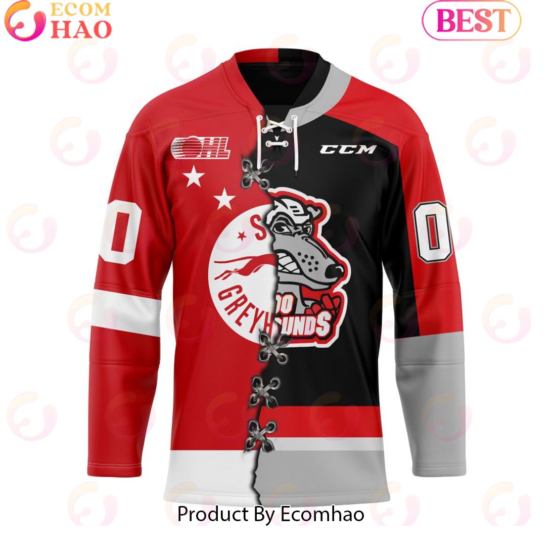 Personalized OHL Sault Ste. Marie Greyhounds Mix Home And Retro Hockey Jersey