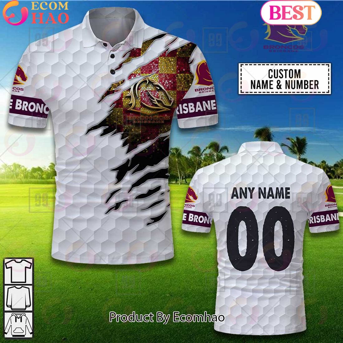 Personalized Golf NRL Brisbane Broncos Polo Shirt