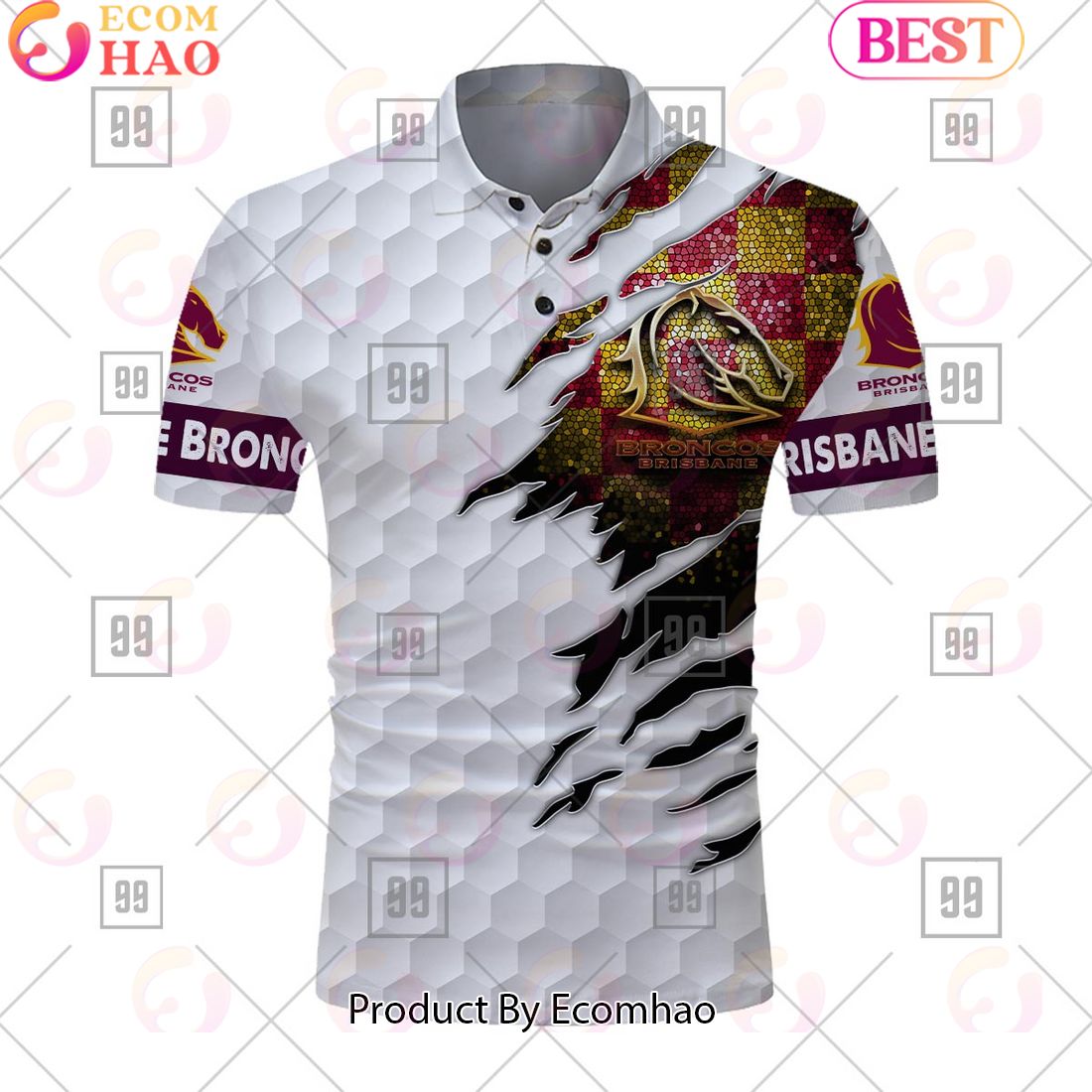 Personalized Golf NRL Brisbane Broncos Polo Shirt