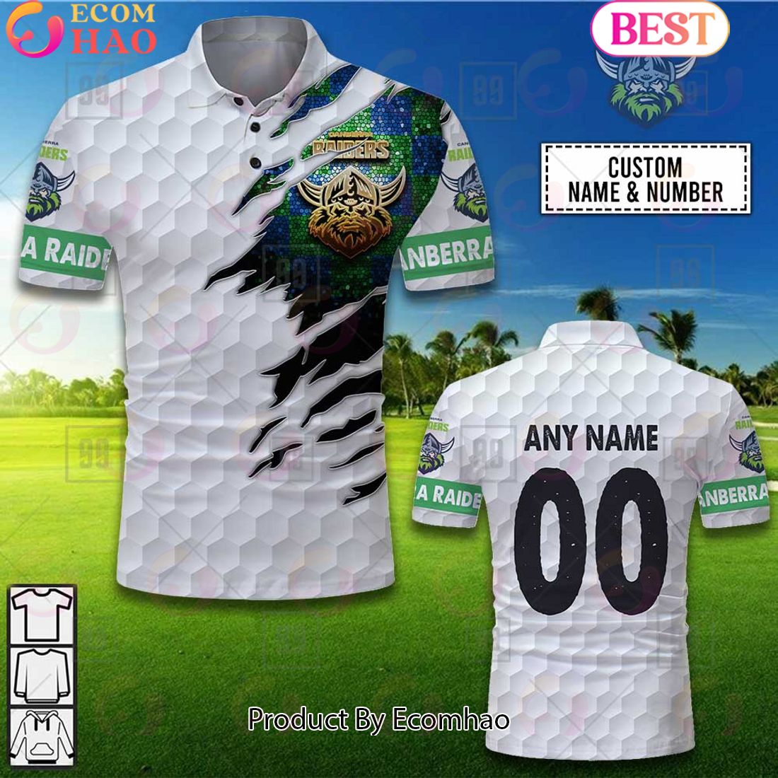 Personalized Golf NRL Canberra Raiders Polo Shirt