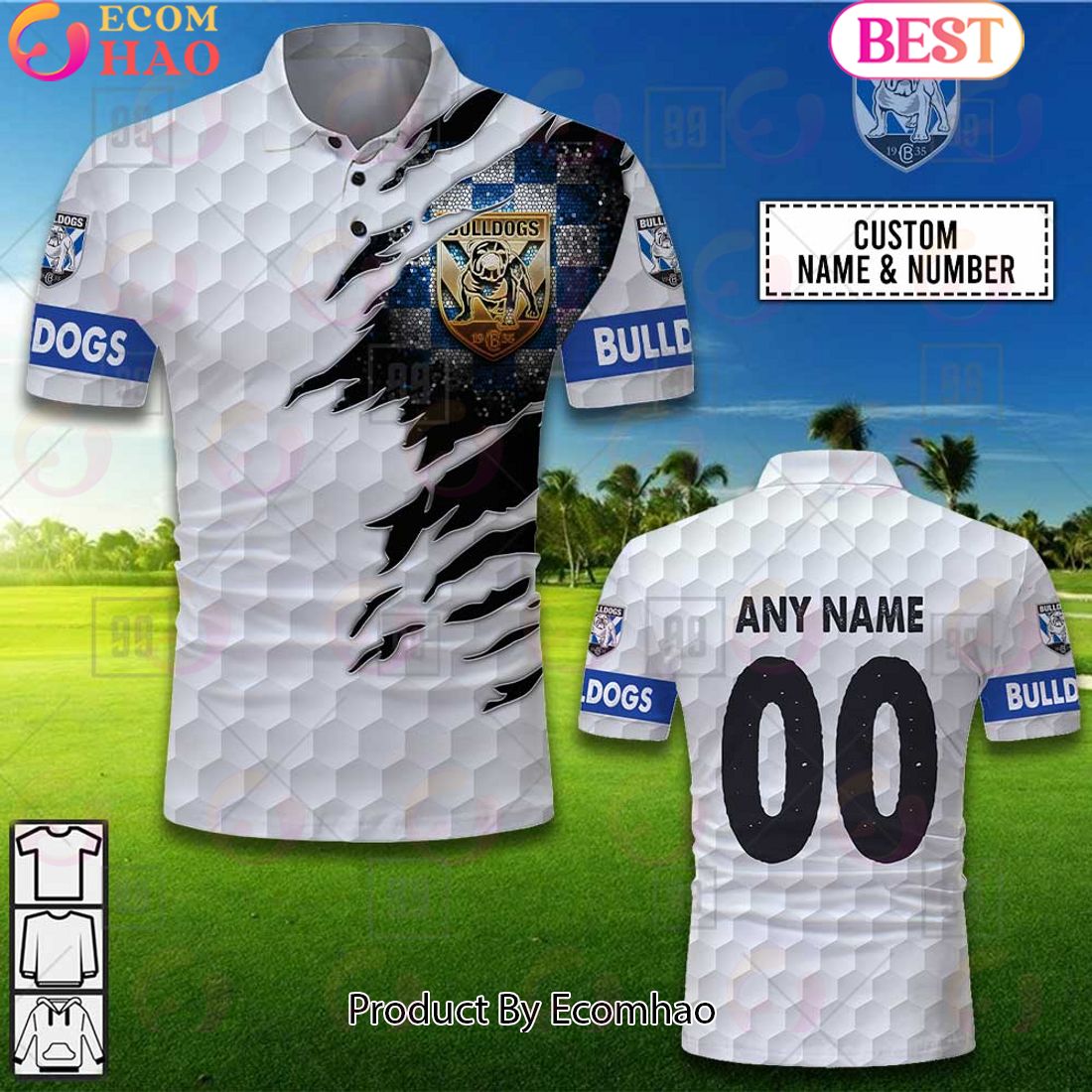 Personalized Golf NRL Canterbury Bankstown Bulldogs Polo Shirt