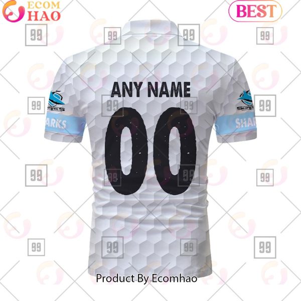 Personalized Golf NRL Cronulla Sutherland Sharks Polo Shirt