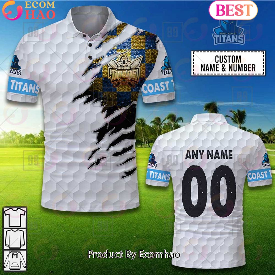 Personalized Golf NRL Gold Coast Titans Polo Shirt