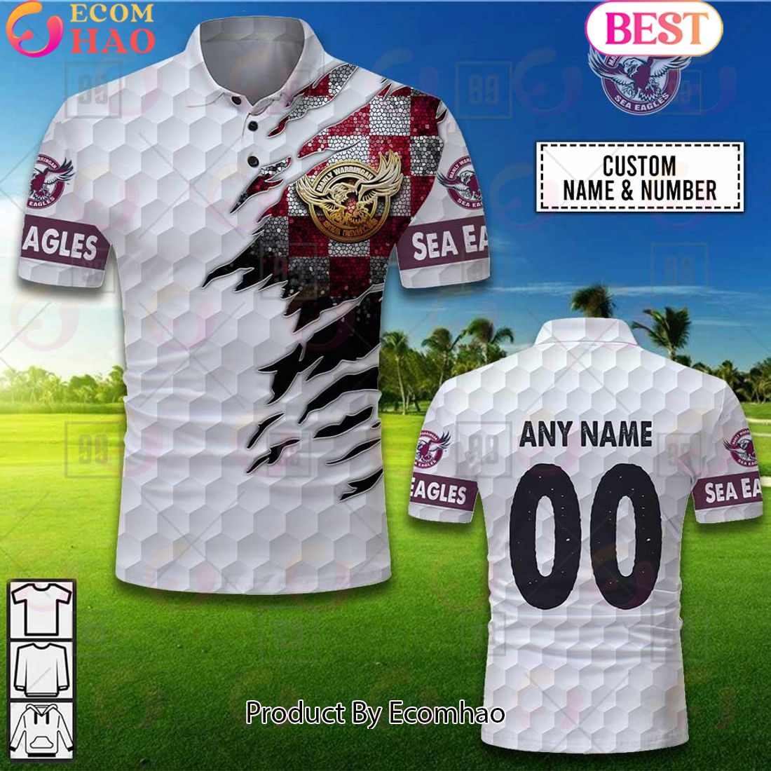 Personalized Golf NRL Manly Warringah Sea Eagles Polo Shirt