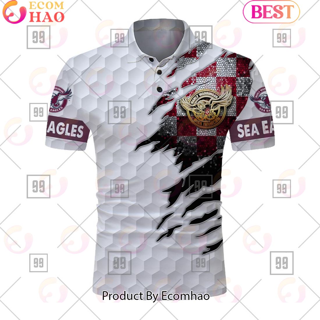 Personalized Golf NRL Manly Warringah Sea Eagles Polo Shirt