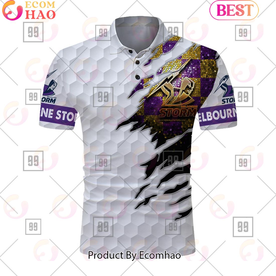 Personalized Golf NRL Melbourne Storm Polo Shirt