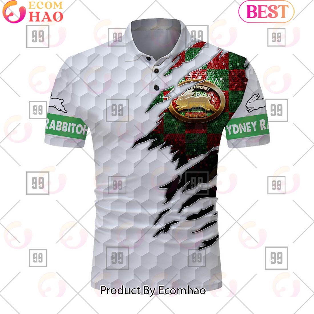 Personalized Golf NRL South Sydney Rabbitohs Polo Shirt