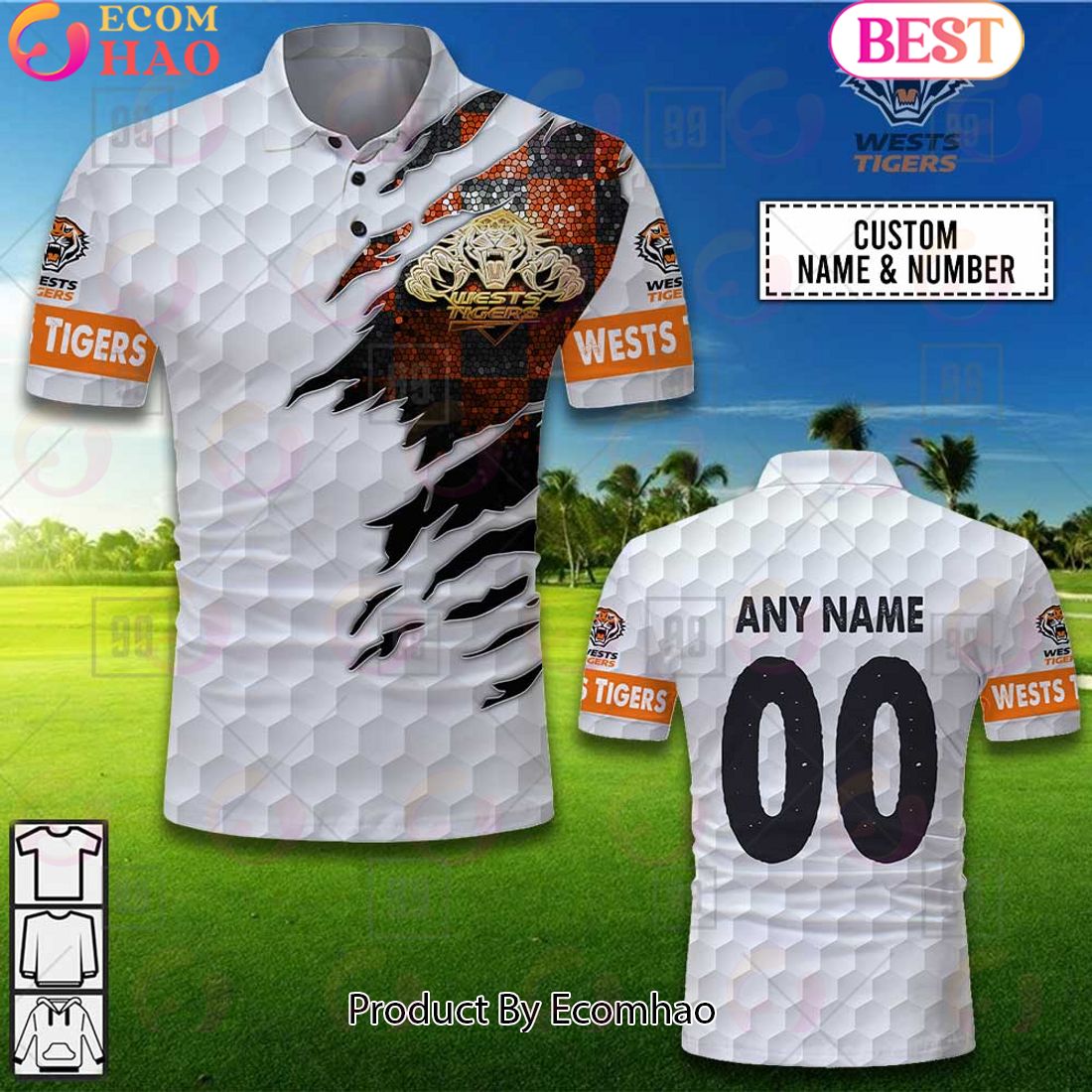 Personalized Golf NRL Wests Tigers Polo Shirt