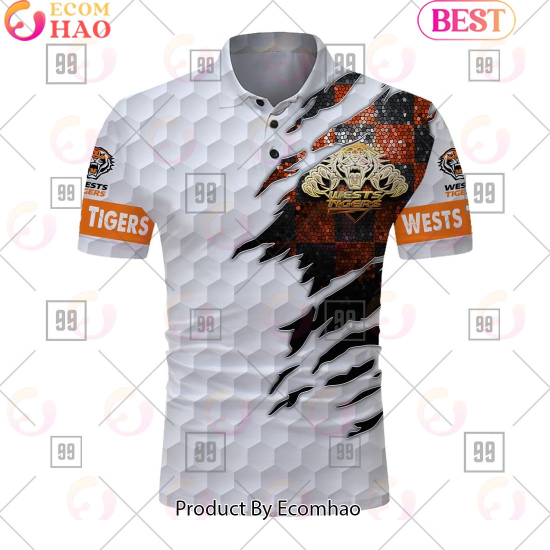 Personalized Golf NRL Wests Tigers Polo Shirt