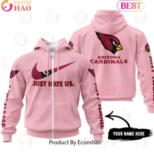 Just Hate Us Pink Custom Name Arizona Cardinals Hoodie