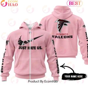 Just Hate Us Pink Custom Name Atlanta Falcons Hoodie