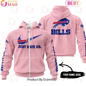 Just Hate Us Pink Custom Name Buffalo Bills Hoodie