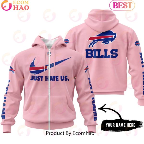 Just Hate Us Pink Custom Name Buffalo Bills Hoodie