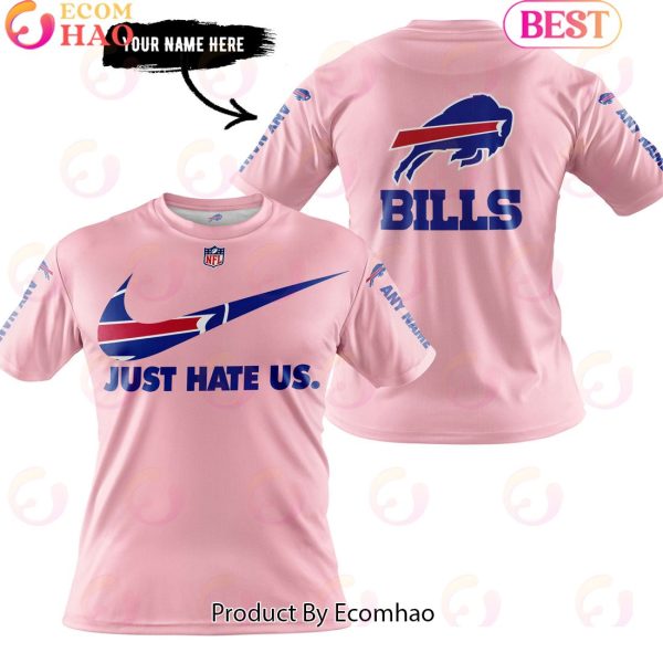 Just Hate Us Pink Custom Name Buffalo Bills Hoodie
